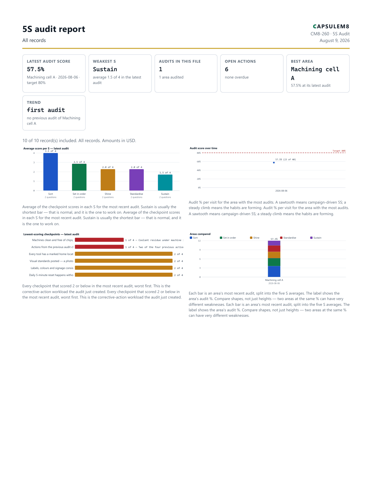 First page of the 5S audit report PDF
