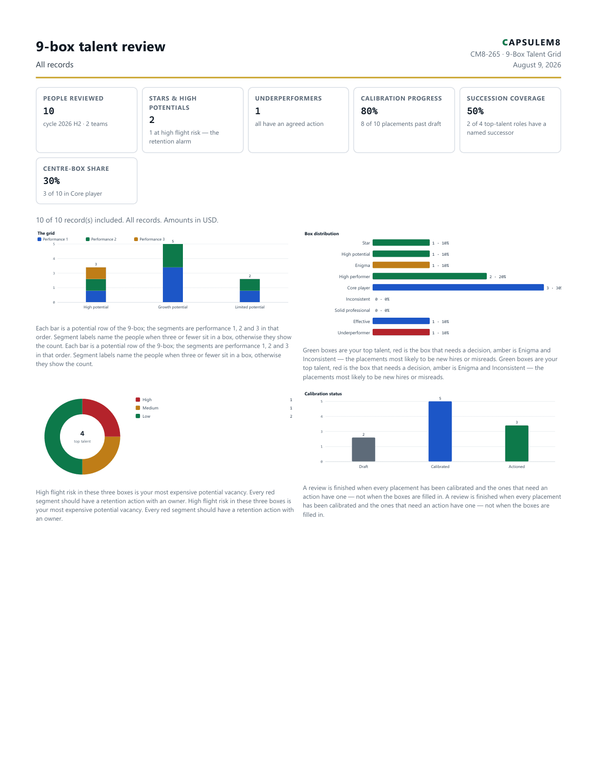 First page of the 9-box talent review PDF