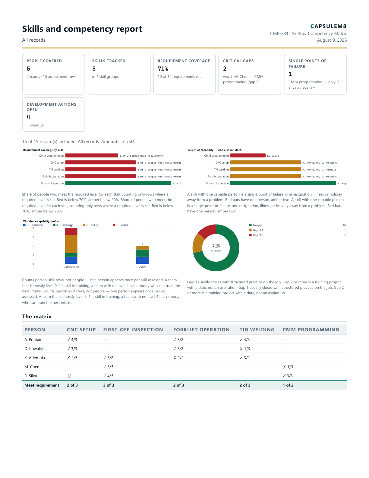 First page of the Skills and competency report PDF